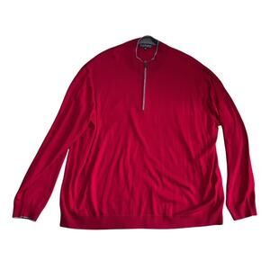 HART SCHAFFNER MARX Extra Fine Merino Wool 1/4 Zip Sweater RED Size 3XB XXXL